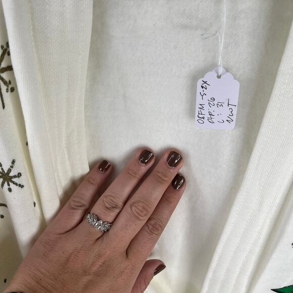 Linda Lori Vintage 90s 80s Deadstock Christmas Sweater Cardigan Oversized OSFM - Picture 10 of 13